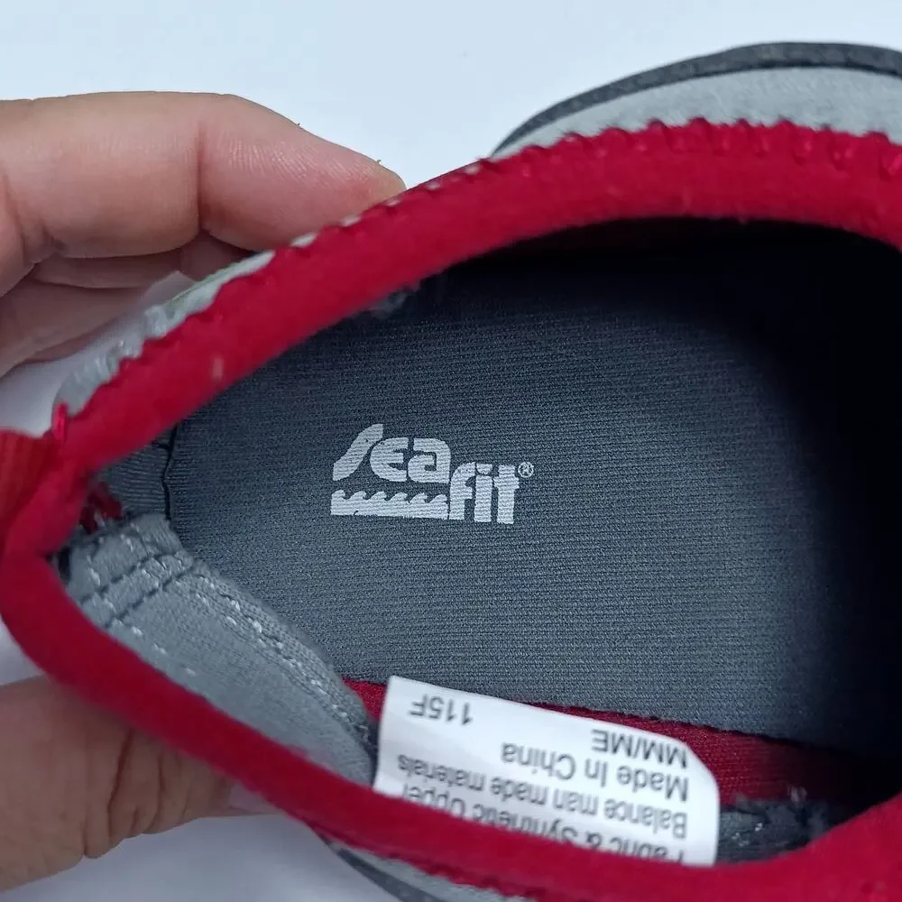 SEAFIT Youth Unisex Slip-On Water Shoes Red Gray Mesh Quick Dry Beach‎ Pool Sz 3